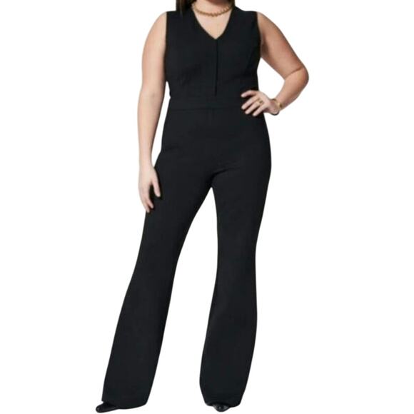 Spanx The Perfect Sleeveless Flared Jumpsuit in Classic Black - Picture 1 of 7